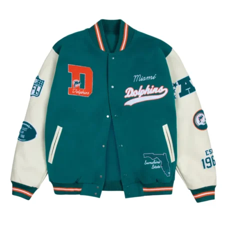 miami dolphins aqua letterman jacket