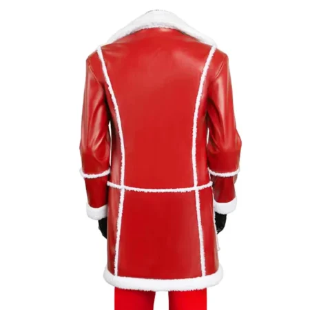 red one santa claus red leather coat