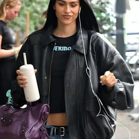 2025 Amelia Gray Hamlin Black Leather Jacket