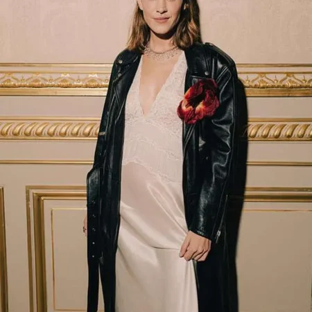 Alexa Chung British Media Personality Black Leather Coat