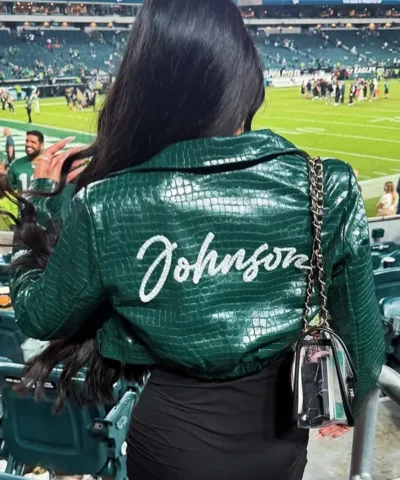 Alyssa Okada Philadelphia Eagles Johnson 74 Leather Jacket