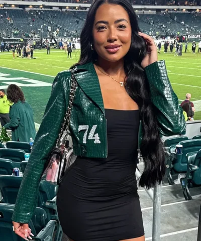 Alyssa Okada Philadelphia Eagles Johnson 74 Leather Jacket