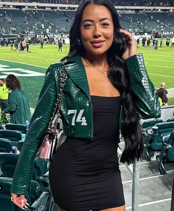 Alyssa Okada Philadelphia Eagles Johnson 74 Leather Jacket