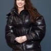 American Actress Anne Hathaway Corset Style Puffer Jacket