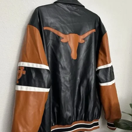 Texas Longhorns Black Bomber Leather Jacket