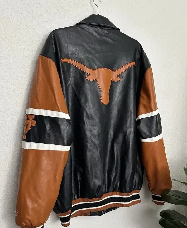 Texas Longhorns Black Bomber Leather Jacket