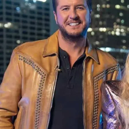 American Idol 2025 Luke Bryan Brown Leather Jacket