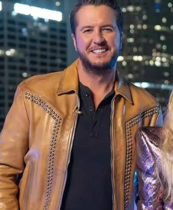 American Idol 2025 Luke Bryan Brown Leather Jacket
