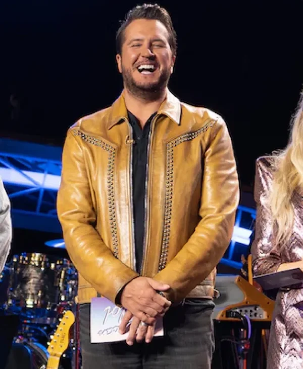 American Idol S23 Luke Bryan Brown Leather Jacket