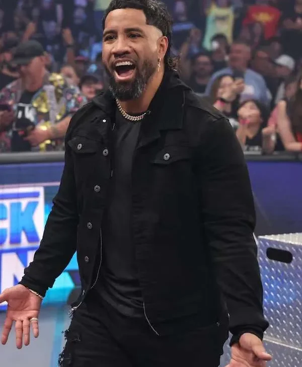 American Wrestler Jey USO Smackdown WWE 2023 Black Jacket