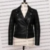 Asymmetrical Ladies Black Biker Leather Jacket