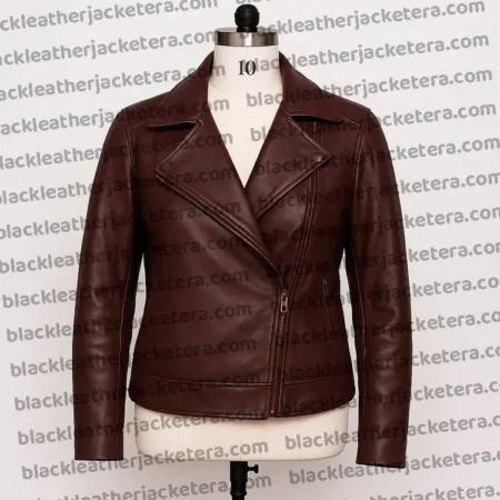 Asymmetrical Ladies Brown Biker Leather Jacket