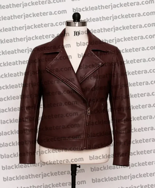 Asymmetrical Ladies Brown Biker Leather Jacket