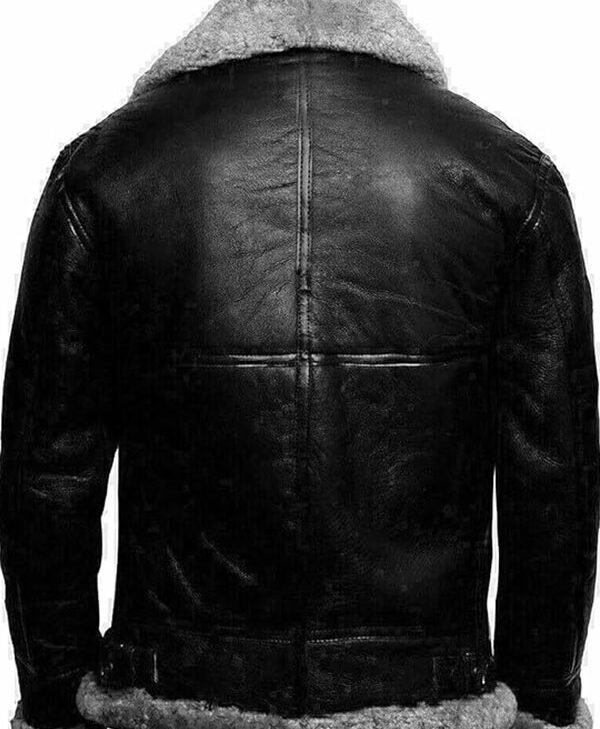B3 Bomber Shearling Black Leather Jacket