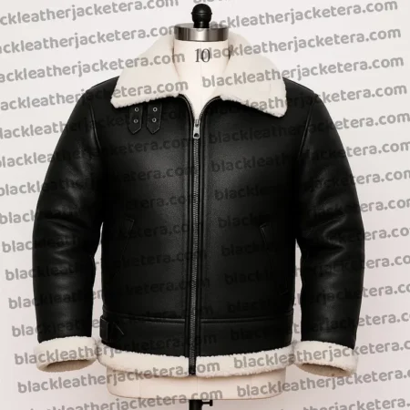 Black Leather Sheepskin B3 Bomber Jacket
