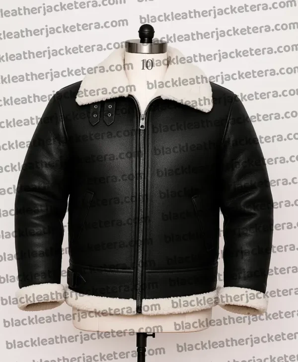 Black Leather Sheepskin B3 Bomber Jacket