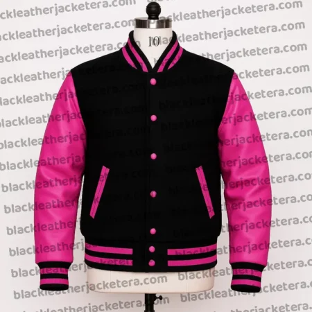 Black and Pink Varsity Jacket