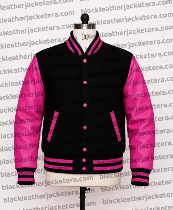 Black and Pink Varsity Jacket