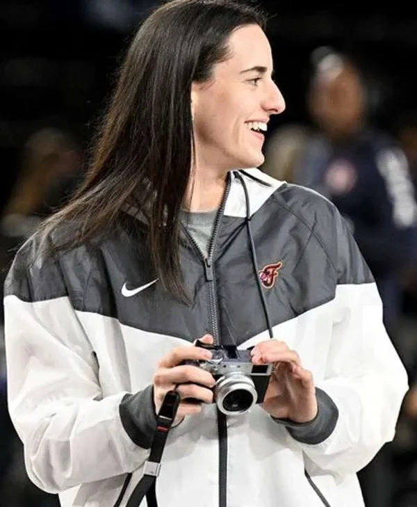 Caitlin Clark White and Grey Jacket