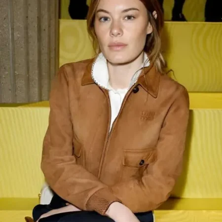 Camille Rowe Brown Suede Leather Jacket
