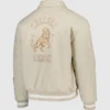 Chelsea F C 2025 Melton Badge Cream Varsity Jacket
