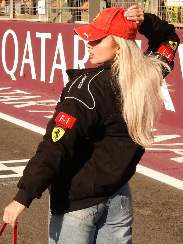 F1 British Grand Prix Daniella Hemsley Ferrari Racing Team Black Jacket F1 British Grand Prix Daniella Hemsley Ferrari Racing Team Black Jacket