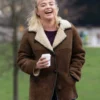 Florence Pugh We Live in Time 2025 Brown Shearling Jacket
