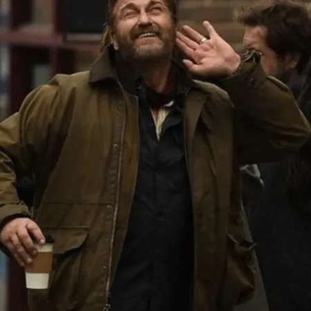 Gerard Butler Greenland Migration 2025 Green Cotton Jacket For Sale