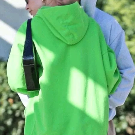 Get Street Style Hailey Bieber Green Hoodie