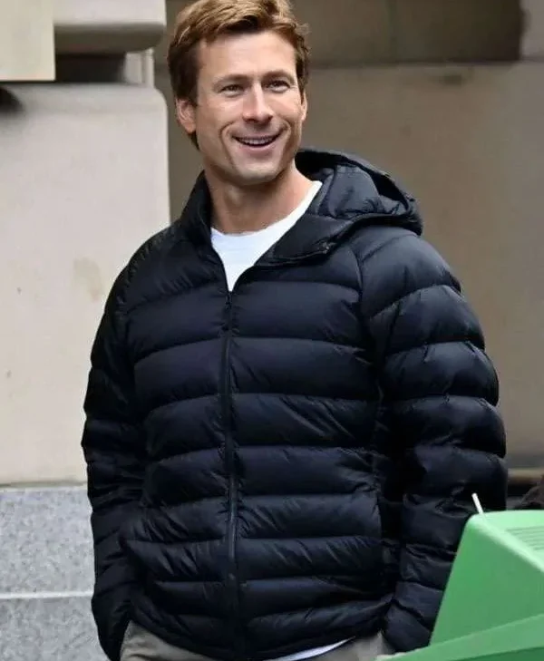 Ghostwriter Glen Powell Black Puffer Jacket