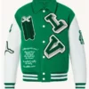 Green-and-White-Maison-LV-Varsity-Jacket