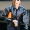 Hailey Bieber Black Bomber Jacket