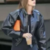 Hailey Bieber Black Bomber Jacket For Sale