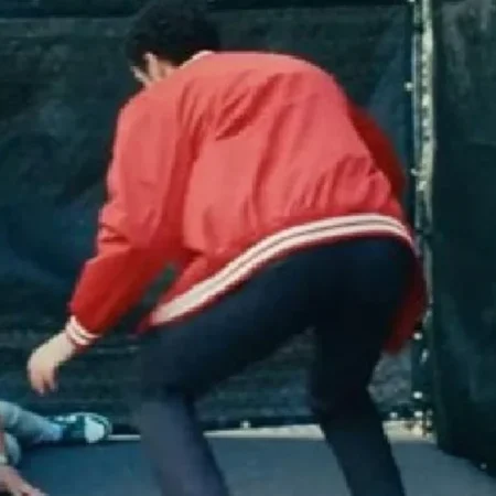 Happy Gilmore 2 Bad Bunny Red Varsity Jacket Back