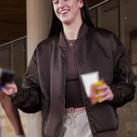 Indiana Fever Caitlin Clark Brown Bomber Jacket
