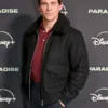James Marsden Paradise 2025 Black Fur Bomber Jacket
