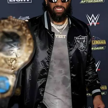 Jey Uso 2025 WrestleMania Black Bomber Jacket