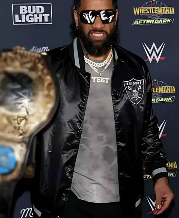 Jey Uso 2025 WrestleMania Black Bomber Jacket