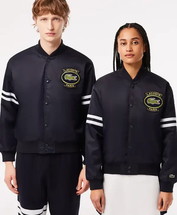 Lacoste Vintage Patch Black Varsity Jacket