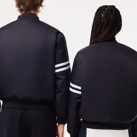 Lacoste Vintage Patch Black Varsity Jacket For Sale