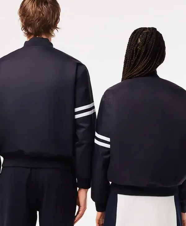 Lacoste Vintage Patch Black Varsity Jacket For Sale