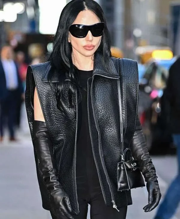 Lady Gaga The Late Show Black Leather Vest