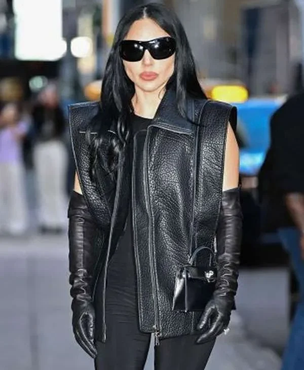 Lady Gaga The Late Show Black Leather Vest For Sale
