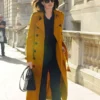 London Street Style Anne Hathaway Mustard Trench Coat