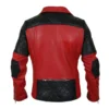 Men’s Black Diamond Quilted Shoulders Red Leather Jacket For Sale