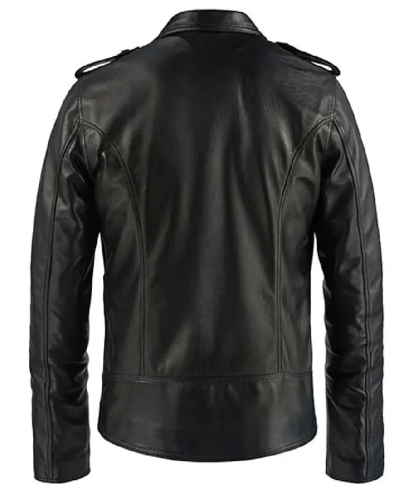 Men’s Double Breasted Black Leather Blazer For Sale