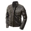 Men’s Vintage Brown Cafe Racer Distressed Leather Jacket