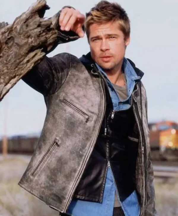 Mr and Mrs Smith Brad Pitt Gray Leather Jacket