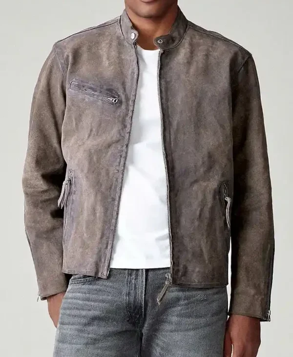 Mr and Mrs Smith Brad Pitt Gray Leather Jacket On Sale