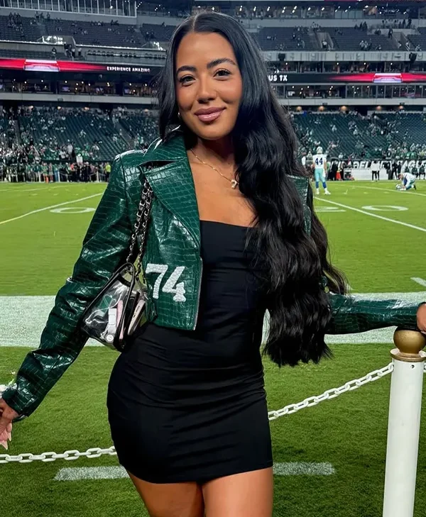 Alyssa Okada Philadelphia Eagles Johnson 74 Leather Jacket